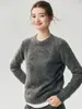 Suéter Kangbaolai 25% seda de amoreira 75% caxemira para mulheres, gola redonda, estilo solto e relaxado, tricô grosso