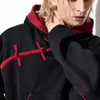 Sudadera con capucha de punto nueva de otoño e invierno estilo chino, con botones diagonales, colores contrastantes, corte holgado, diseño simple y un toque de moda moderna