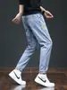 Jeans de marca de moda para hombre de primavera y otoño, nuevo corte holgado, que realzan la altura, cómodos para la primavera, estilo harén, con puños, pantalones largos de trabajo