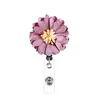 Porta Credencial de Identificación Fácil de Tirar, Hecho a Mano, De Venta Caliente, ABS en Stock, Giratorio, Popular Diseño de Flor de Tela, Fácil de Tirar