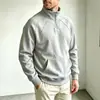 Moletom europeu 220g poliéster com meio zíper e gola alta para homens, mangas raglan, bolso canguru, jaqueta esportiva casual, transfronteiriça