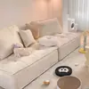 Sofá tipo bloque de tofu color crema, de un solo asiento, diseño minimalista, tela técnica, modular, combinación de dos asientos, adecuado para apartamentos pequeños, de suelo, sillón reclinable