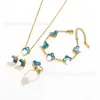 Conjunto de Pulseira, Colar e Brincos de Aço Titânio Popular Transfronteiriço 13mm Trevo de Cinco Folhas, Joias de Trevo de Quatro Folhas 18K Atacado