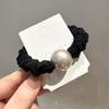 2024 Coreia Dongdaemun novo anel de cabelo de alta elasticidade com pérolas champanhe plissado e formato de intestino grosso