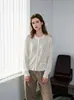 Cárdigan de punto soluble en agua para mujer, suave, cuello redondo, 100% lana pura, manga larga, holgado y suave, prenda exterior