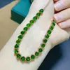 Pulsera de diópsido natural plata 925 incrustada piedra principal tamaño 5*5mm directo de fábrica minería natural pulsera al por mayor