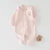 Nuevo Body de Algodón Puro de Manga Larga sin Etiquetas para Bebé de Primavera y Otoño, Mono Cálido de Color Sólido para Bebé y Niño Pequeño