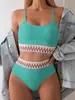 Bikini transfronterizo europeo y americano nuevo de 2026 con tejido acanalado, de cintura alta, sexy y con diseño sin espalda