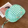 Sombrero de Senderismo a Cuadros con Lazo para Mujer, Sombrero de Pescador con Protección Solar de Verano, Sombrero de Sol de Ala Ancha, Sombrero para Deportes al Aire Libre, Venta Directa de Fábrica