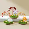 Árbol de Cristal Amarillo Natural con los Doce Signos del Zodiaco, Artesanía de Cristal Árbol de la Fortuna, Adornos Creativos Atractores de Riqueza para Escritorios del Hogar y la Oficina