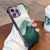 La funda de teléfono más vendida de la estación Temu, Qingshan Pintoresca de Nuevo Estilo Chino para Apple 17 Pro Max, 16 Funda Suave con Airbag Electrochapado