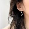 Pendientes de lazo de cinta de plata esterlina S999, pendientes de borlas dulces y frescos para mujer, joyería de oreja de tornillo de plata de cuerpo completo al por mayor