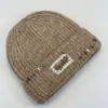 Sombrero de Lana Nuevo Estilo con Adorno de Piedras de Colores, Versátil, Moderno, Cálido, de Alta Calidad, Sombrero de Punto Engrosado a Prueba de Frío con Circunferencia de Cabeza Grande en Invierno