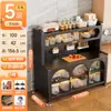Prateleira de cozinha multifuncional, aparador de múltiplos andares autônomo com portas duplas, armário de armazenamento para micro-ondas, novo modelo prático