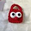 Bolsa Protetora para Fones de Ouvido Airpods1/2/pro Tecida à Mão Lã Boca de Salsicha Olhos Grandes Mini Bolsa para Moedas Cosméticos