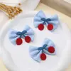 Lazo de Cereza Tejido de Dibujos Animados Lazo de Tela de Color Sólido Lazo DIY Accesorios para Ropa Infantil Accesorios para el Cabello Lazo