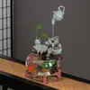 Adorno de fuente de agua de cerámica con agua circulante, pequeña decoración de escritorio para oficina, fuente de agua que atrae la riqueza, regalo para inauguración de casa y ceremonia de apertura