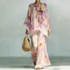 Conjunto de Pantalones Anchos Estampados Estilo Europeo y Americano 3D 2026 para Mujer, Conjunto de Dos Piezas Holgado de Verano con Mangas Murciélago, Estilo Transfronterizo de Moda