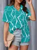 Cárdigan de manga corta para mujer de Aliexpress transfronterizo, solapa, camisa hawaiana, ligeramente elástico, estampado digital 3D, camisa casual
