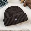 Gorro de Punto Bordado Simple Love 2024 Nuevo Otoño e Invierno Color Sólido Combinable Grueso Cálido de Lana para Cara Pequeña