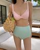 Estilo Ins 2026 Nuevo Estilo Chica Dulce Talla Pequeña Con Aros Push-Up Cintura Alta Cubre Vientre Bikini de Dos Piezas para Mujer