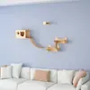 Árbol para Gatos de Madera Maciza Montado en la Pared Marco de Escalada para Gatos Marco de Escalada para Gatos Montado en la Pared Plataforma de Salto de Madera Maciza Montada en la Pared Pared para Gatos DIY Cama para Gatos