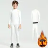 Ropa de secado rápido para niños, ropa interior térmica de esquí de invierno, mallas forradas de polar para exteriores y montañismo, conjunto deportivo de baloncesto