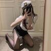 Sexy policial uniforme conjunto de duas peças cosplay aeromoça instrutor secretário uniforme sedutor saia quadril terno feminino