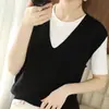 Chaleco de Punto Suelto con Cuello en V Elegante Casual Otoño Nuevo Estilo Chaleco sin Mangas Suéter Transfronterizo para Mujer 2023