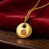 Pingente de Dinheiro Espírito da Montanha, Moeda de Prata Espírito da Montanha de Xizang, Pingente de Moeda de Cinábrio Estilo Chinês Vintage, Acessório de Colar Fivela da Paz Retrô