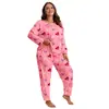 Conjunto de Ropa de Casa de Manga Larga para Mujer Talla Grande, Elástico, Imitación de Algodón, con Diseño de Corazón, Estilo Otoñal Transfronterizo Europeo y Americano, que se Puede Usar Afuera como Pijama