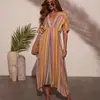 Estilo Europeo y Americano Bata Suelta Chaqueta de Playa Vestido Largo para Protección Solar de Vacaciones en la Costa Vestido Túnica para Bikini para Mujer