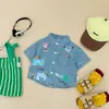 Camisa de Mezclilla Energética con Graffiti para Niños, Top Casual de Verano Transpirable y Amigable con la Piel para Bebés, con Bordado de Caricaturas y Cuello Camisero