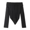 Suéter con cordones y lazo de cuello alto para mujer, top irregular ajustado y sexy, estilo otoño 2023
