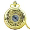 Reloj de Bolsillo Vintage de Bronce con Flor Doble de Ocho Pétalos para Hombres y Mujeres Reloj de Bolsillo de Cuarzo Reloj Grande Colgante Reloj de Regalo Reloj de Bolsillo Simple Creativo