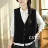 Colete de Tricô com Decote V para Primavera e Outono para Mulheres, Novo Cardigã Sem Mangas de Outono, Colete Suéter Versátil Solto para Looks de Trabalho