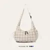 Outono 2026 Bolsa Nuvem Plissada Simples Chique Moda Ombro Único Transversal Grande Capacidade Acolchoada com Algodão Pluma Bolsa Bolinho