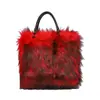 Bolsa de Pelúcia com Imitação de Pelo Americana, Bolsa de Mão Tote Macia Portátil, Bolsa de Ombro Portátil Simples de Nicho de Luxo Leve para Compras, Comércio Exterior