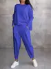 2025 Nueva Ropa para Mujer Estación Independiente Venta Rápida Color Sólido Casual Piernas Delgadas Cuello Redondo Mangas Largas Dos Piezas Transfronterizo Europeo y Americano Amazon