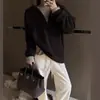 Nuevo Suéter con Capucha y Media Cremallera para Mujer Otoño/Invierno 2026, Moda Casual Estilo Coreano Corte Holgado