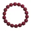 Pulsera de Cuentas Redondas de Pixiu de Cinabrio Crudo con Alto Contenido de Oro Púrpura Arena Roja Imperial, Venta Directa de Fábrica y Dropshipping