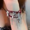 Collar Transfronterizo Nuevo con Borlas Cruzadas Moda Hip Hop Europeo y Americano Pulsera de Perlas de Cristal Lujo Ligero Sentido de Alta Gama