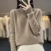 Suéter de corte holgado, tejido casual, 02025, cuello semi-alto, capa interior, capa base engrosada, para mujer, 10% lana, estilo nuevo, transfronterizo, gris