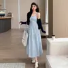 Vestido de tirantes a cuadros extremadamente hermoso para mujer, atuendo elegante de principios de primavera 2026, vestido largo de maternidad
