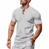 Camiseta de Hombre Americana de Amazon Transfronteriza Verano Waffle Transpirable Sencilla Lujo Accesible Casual Top de Manga Corta para Hombre