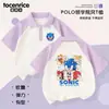 Camisa Polo Masculina Sonic the Hedgehog Manga Curta Verão Gola Lapela 2024 Nova Infantil Casual Esportiva Meia-Manga