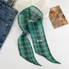 Bufanda Pequeña de Lino a Cuadros Moda Retro Coreana para Mujer 2026 Nueva Versátil Elegante Decoración de Bufanda para Cuello