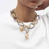 Colar Za Exagerado Retro Liga Liga Pingente de Moeda Doce Cool Personalidade Gargantilha Grossa Aço Titânio Colar para Mulheres Não Desbota