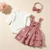 AliExpress Transfronterizo Bebé Niño Pequeño Otoño Invierno Acanalado Manga Larga Manga Abullonada Mameluco Peto Lazo Doble Capa Falda Esponjosa Diadema