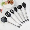 Set de utensilios de cocina de acero inoxidable y silicona espátula cuchara para sopa raspador batidor de huevos cocina doméstica utensilios para sartenes antiadherentes suministros